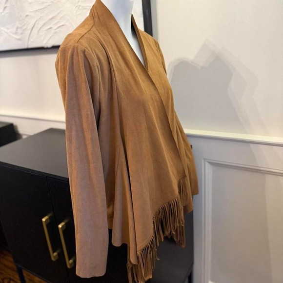 🧥 Hollister Faux Suede Fringe Wrap Jacket — Size L - Picture 2 of 5